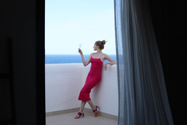 strapless open back dress A Moment Of Its Own Pink Floral Print Cotton Maxi Dress main image 1