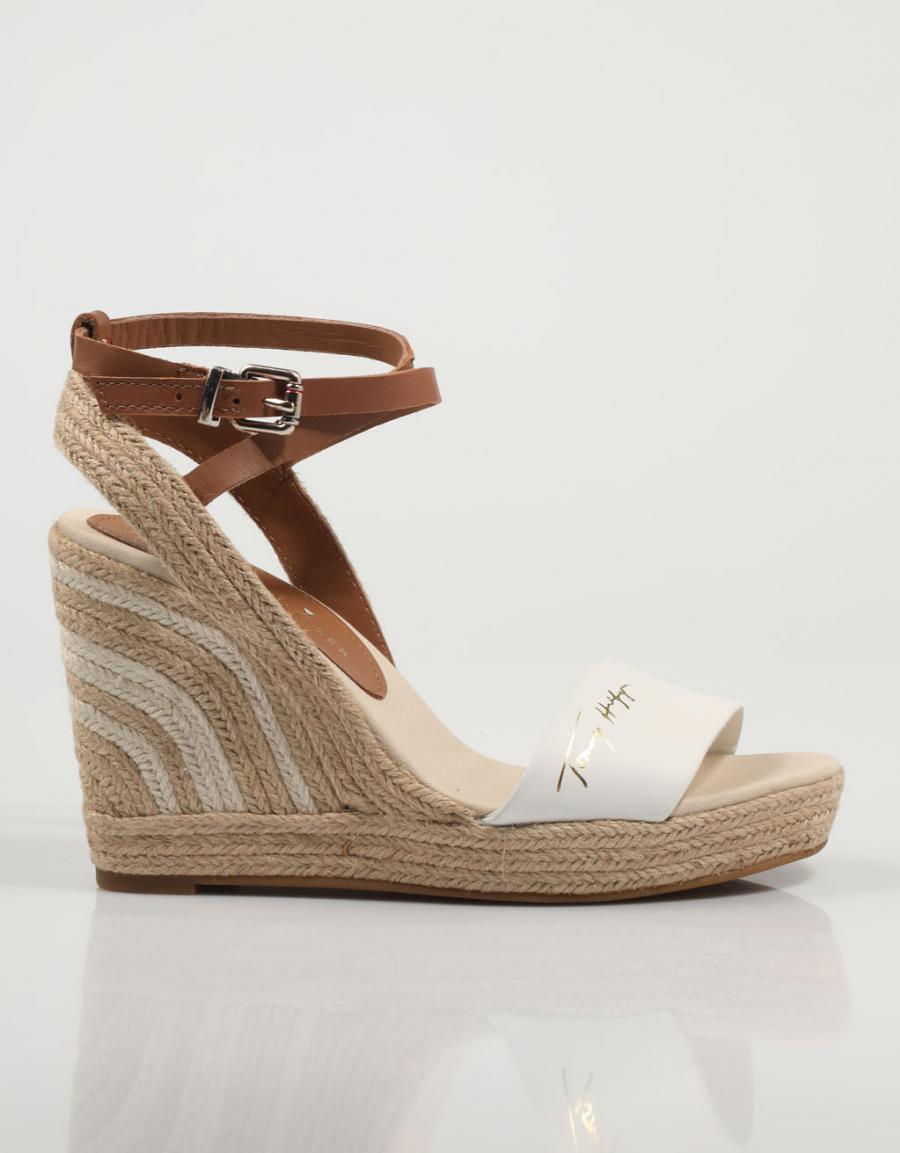 SANDALIAS TOMMY HILFIGER ELEVATED TH LEATHER WEDGE SANDAL en color Blanco