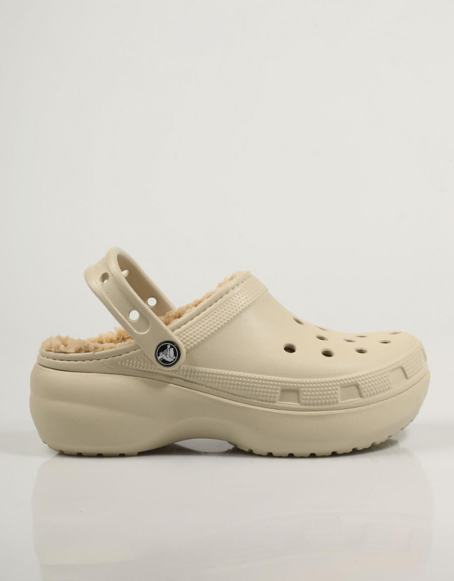 ZUECOS CROCS CLASSIC PLATFOR LINED 207938 en color Beige