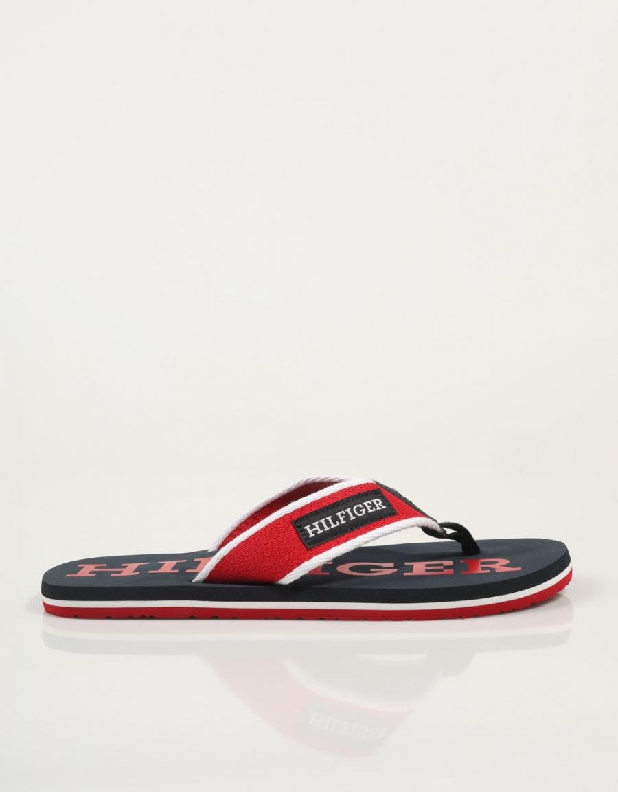 CHANCLAS TOMMY HILFIGER PATCH HILFIGER BEACH SANDAL en color Rojo
