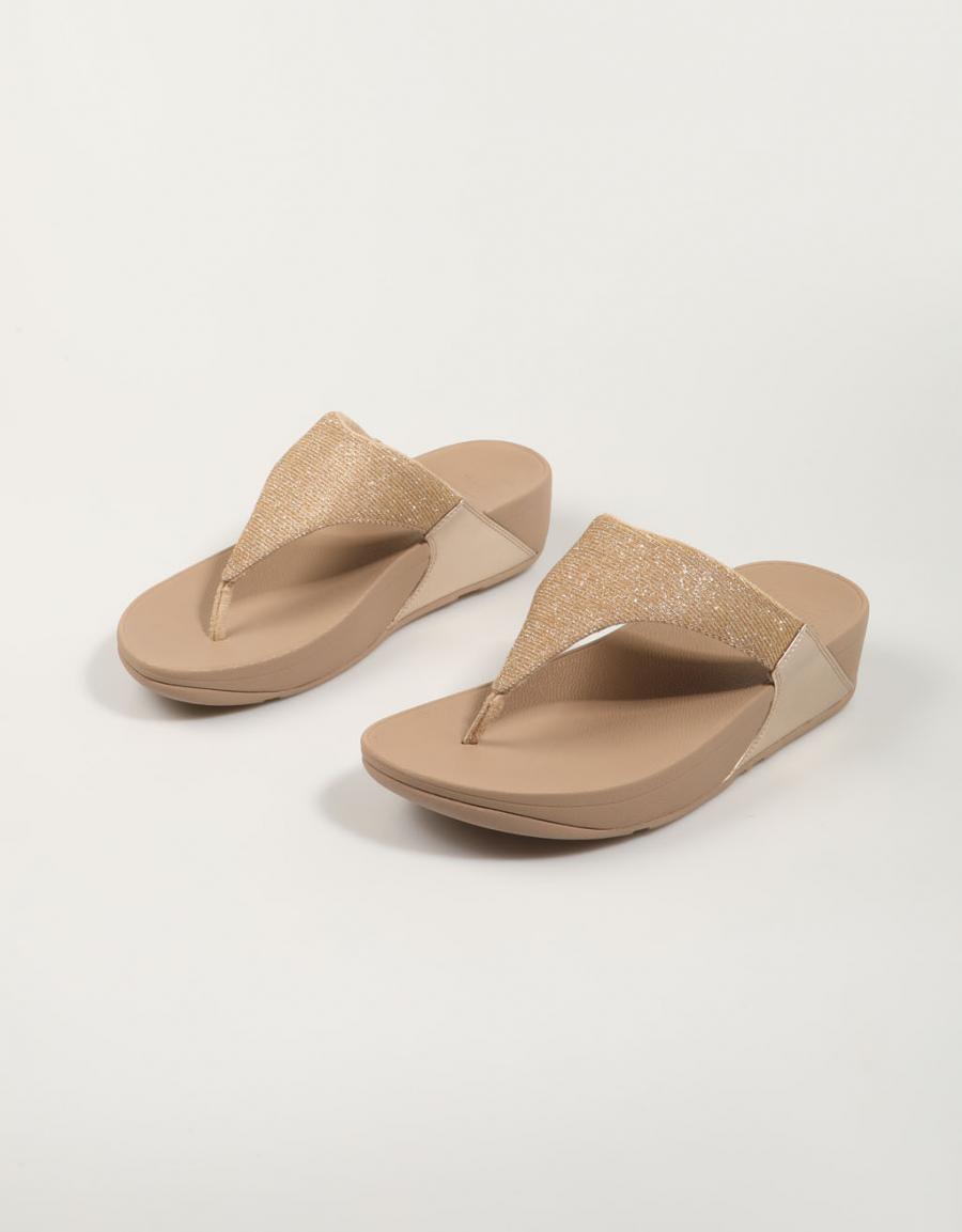 Sandalias fitflop w lulu shimmerlux toe post sanda en color Beige
