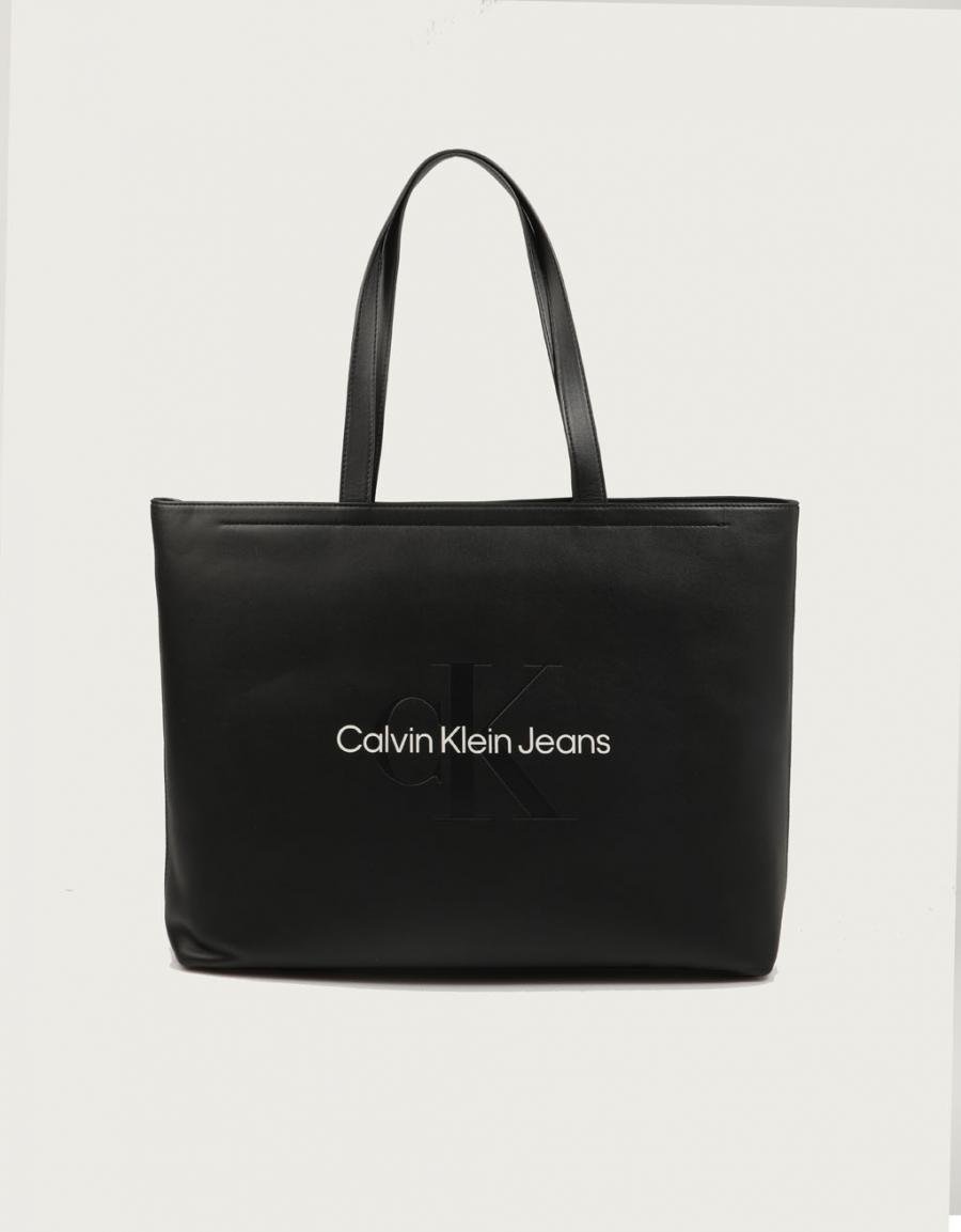 Bolso Calvin Klein sculpté Slim Tote34 mono en couleur nègre