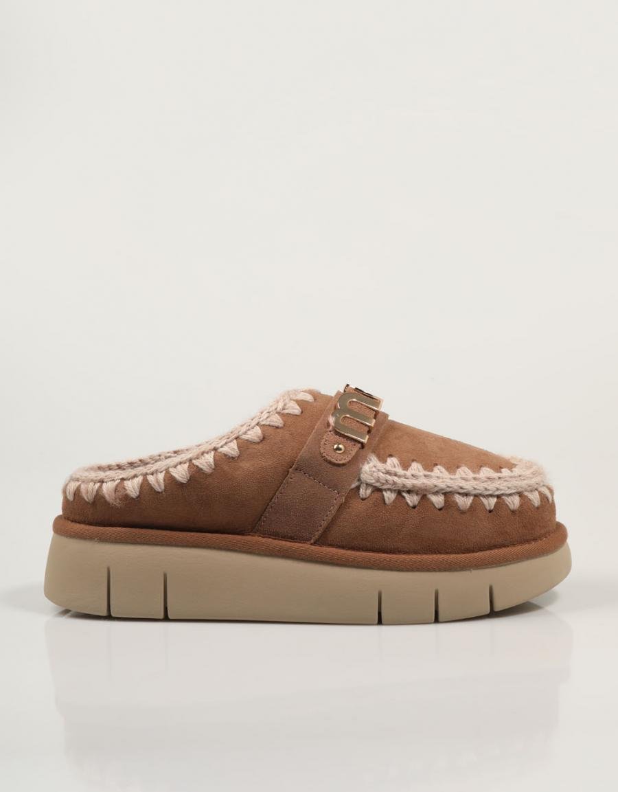 Zuecos Mou Bounce Clog Metal Logo 531001a en Farbe Taupe