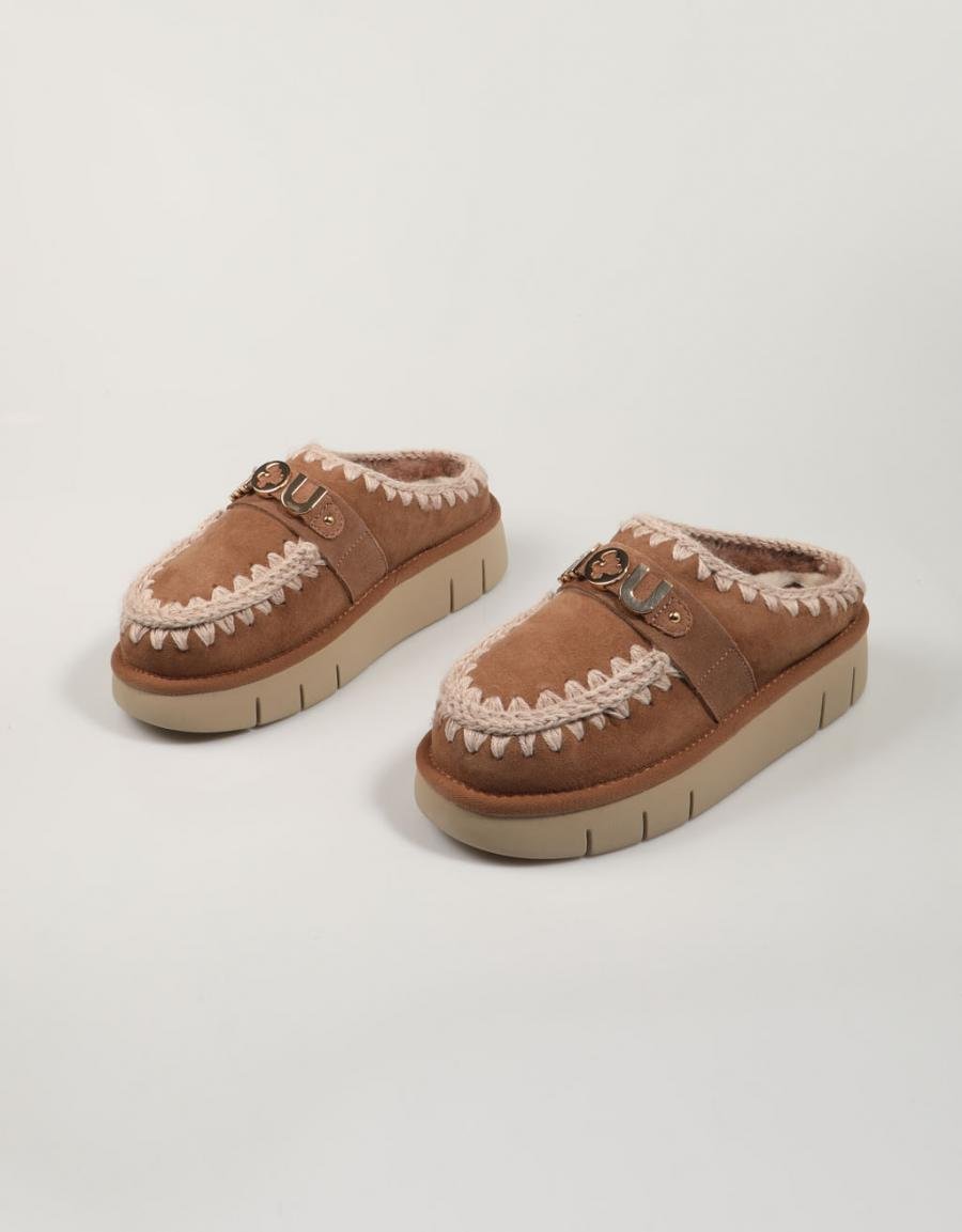 Zuecos Mou Bounce Clog Metal Logo 531001a en Farbe Taupe