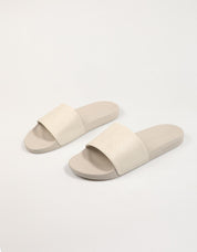 Chanclas Calvin Klein Miami Slide AOP Print en Farbe Beige
