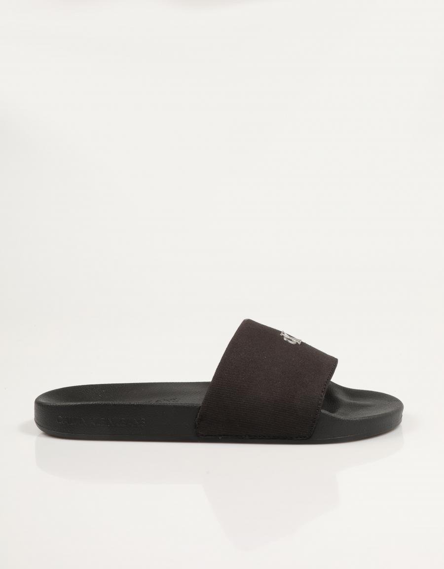 Calvin Klein Miami Slide Monogram Hardware en noir