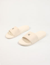 Chanclas Calvin Klein Miami Slide Monogramm Hardware in Farbe Beige