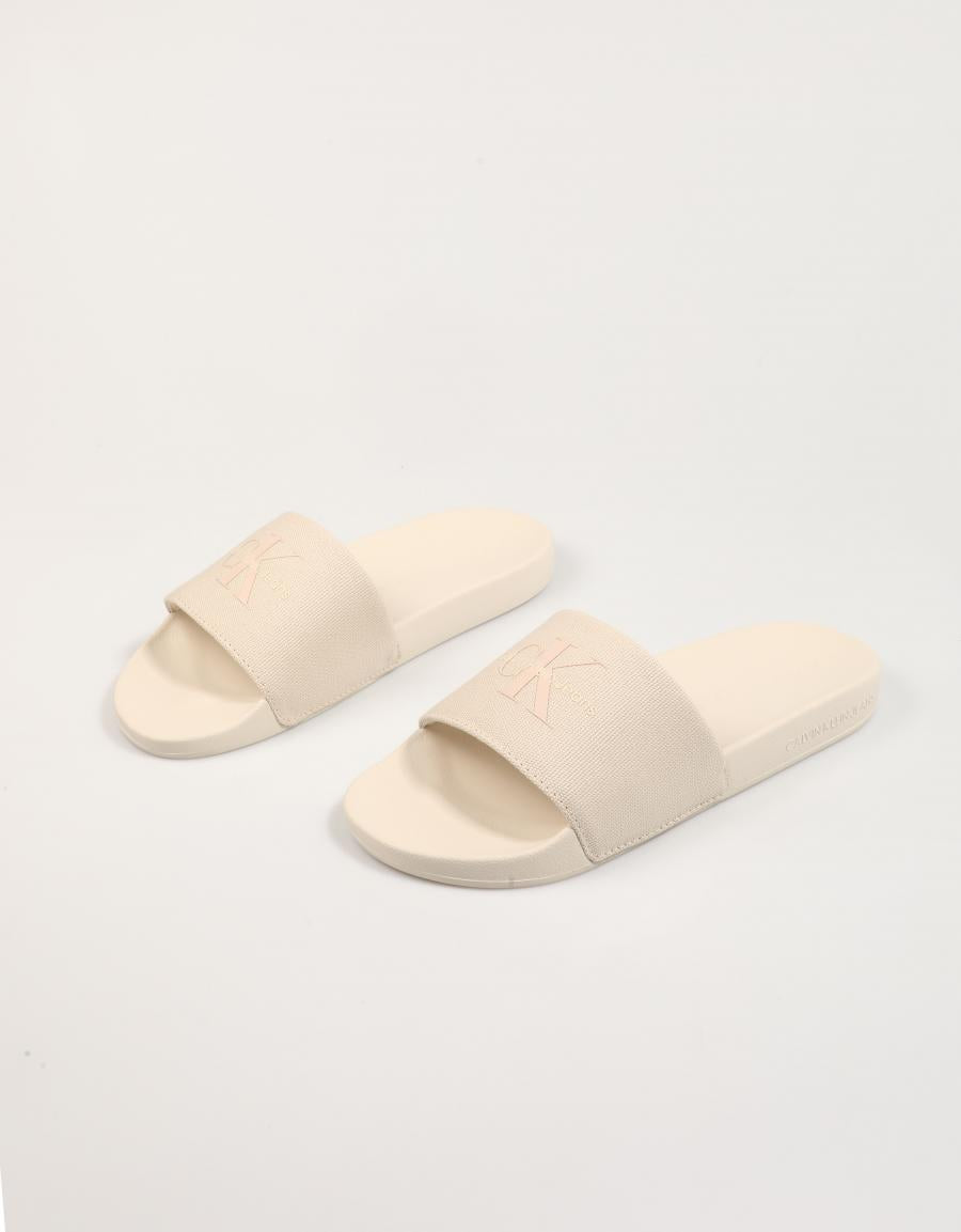 CHANCLAS CALVIN KLEIN MIAMI SLIDE MONOGRAM WN en color Beige