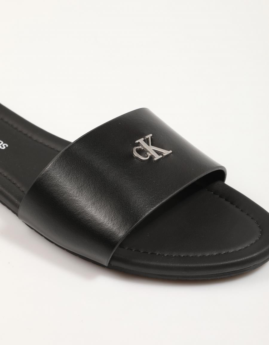 SANDALIAS CALVIN KLEIN SAN PAULO FLAT SANDAL SLIDE MG en color Negro