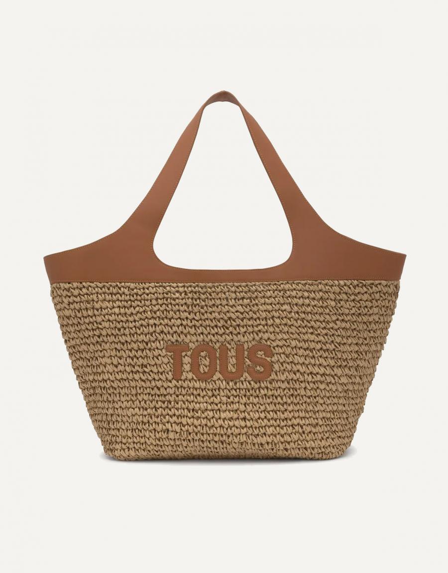 BOLSO TOUS LIRIO RAFIA CAPAZO L en color Beige