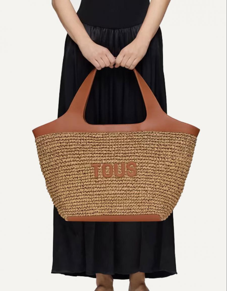 BOLSO TOUS LIRIO RAFIA CAPAZO L en color Beige