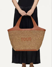 BOLSO TOUS LIRIO RAFIA CAPAZO L en color Beige