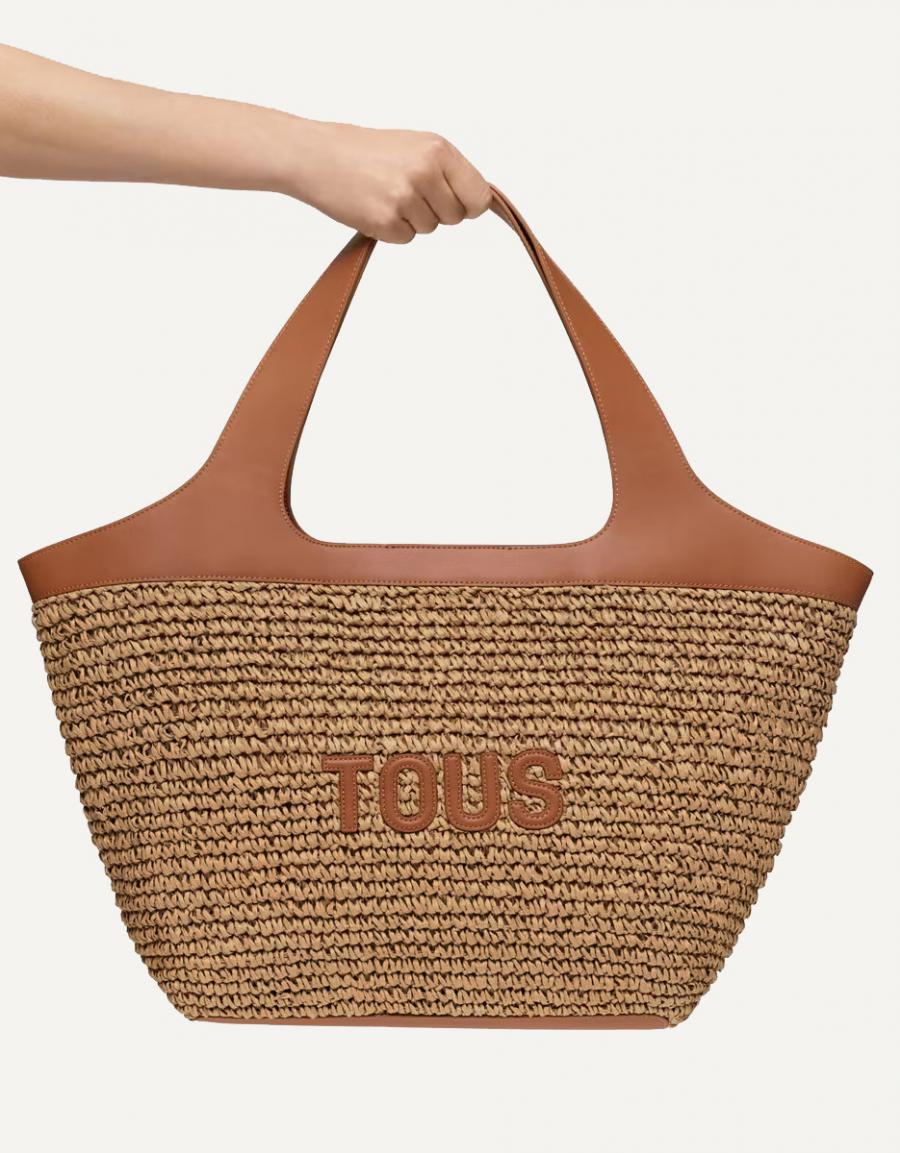 BOLSO TOUS LIRIO RAFIA CAPAZO L en color Beige
