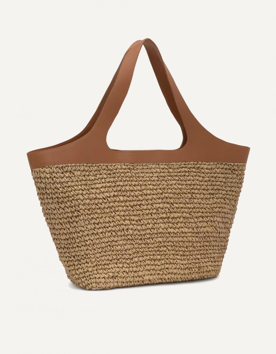 BOLSO TOUS LIRIO RAFIA CAPAZO L en color Beige