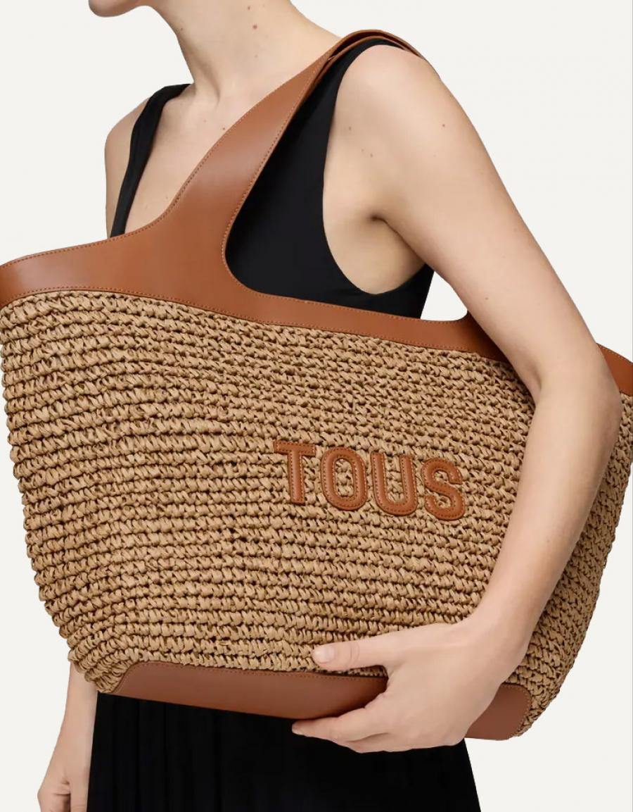 BOLSO TOUS LIRIO RAFIA CAPAZO L en color Beige