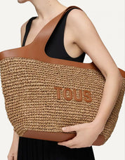 BOLSO TOUS LIRIO RAFIA CAPAZO L en color Beige