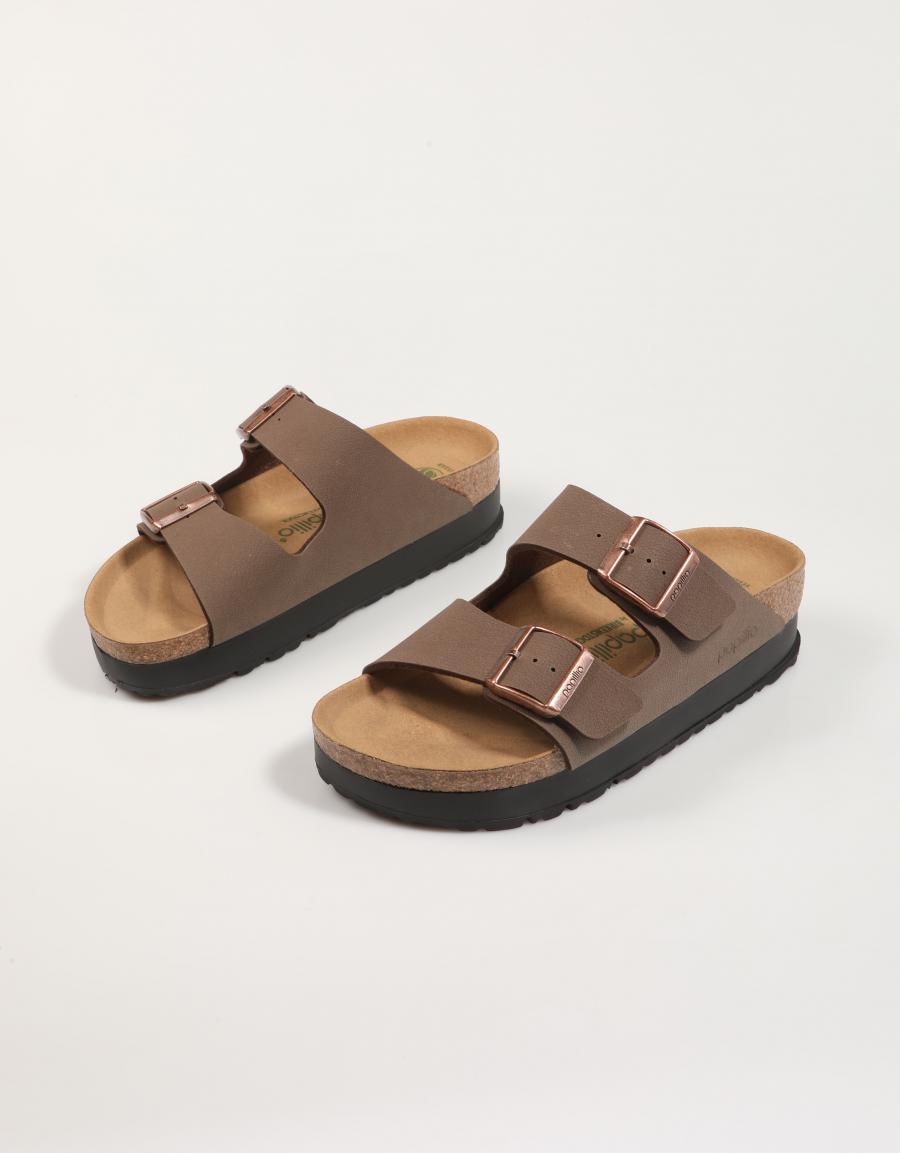 Sandalias Birkenstock Arizonma Flex -Plattform und Farbe Marron