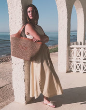 BOLSO TOUS LIRIO RAFIA CAPAZO L en color Beige