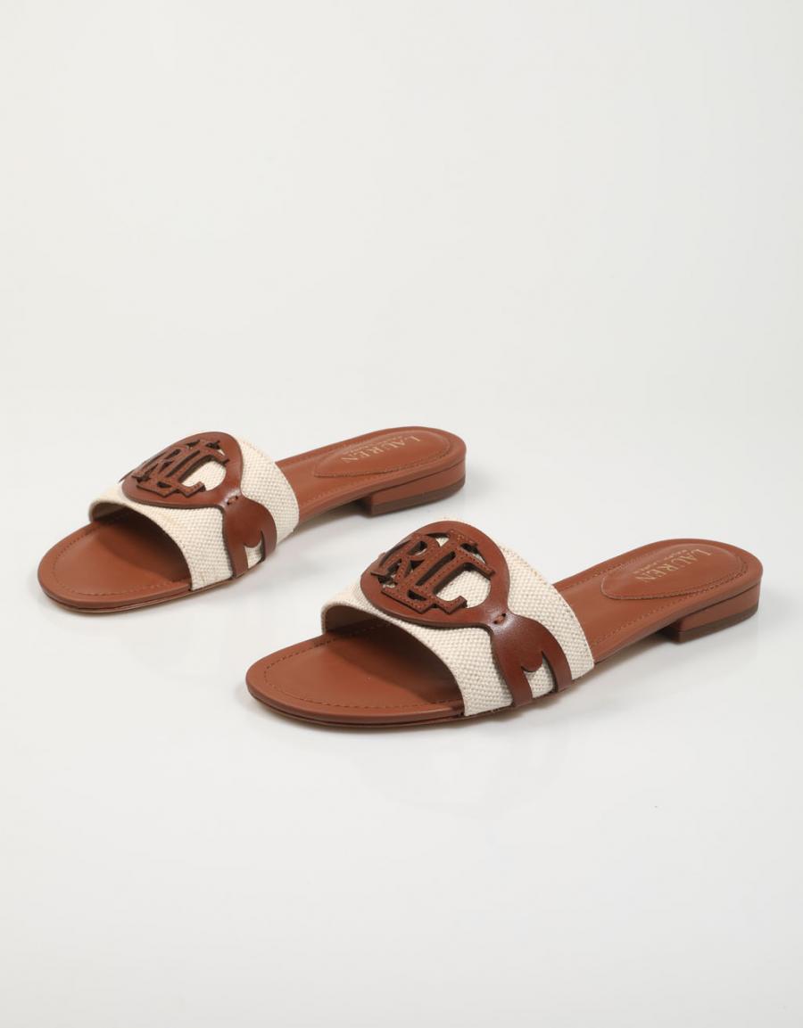Ralph Lauren Sandalias Polo De Cuero Vachetta Marrón Para Mujer