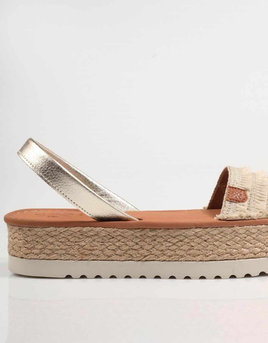 Saona Flecos, Sandalias Beige Lona 88005 – Mayka