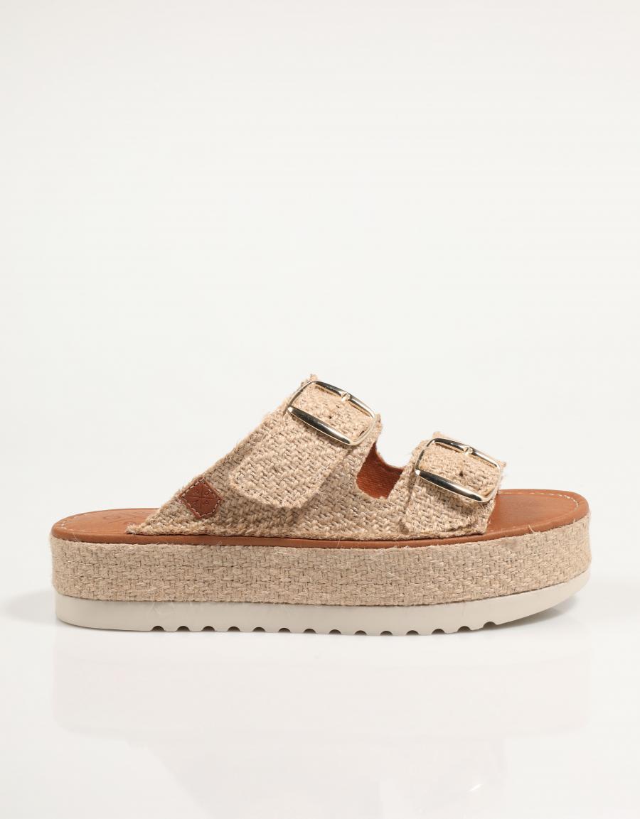 SANDALIAS POPA COLLAO FIBRA en color Beige