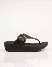 SANDALIAS FITFLOP W LULU RESIN BUCKLE LEATHER TOE en color Negro