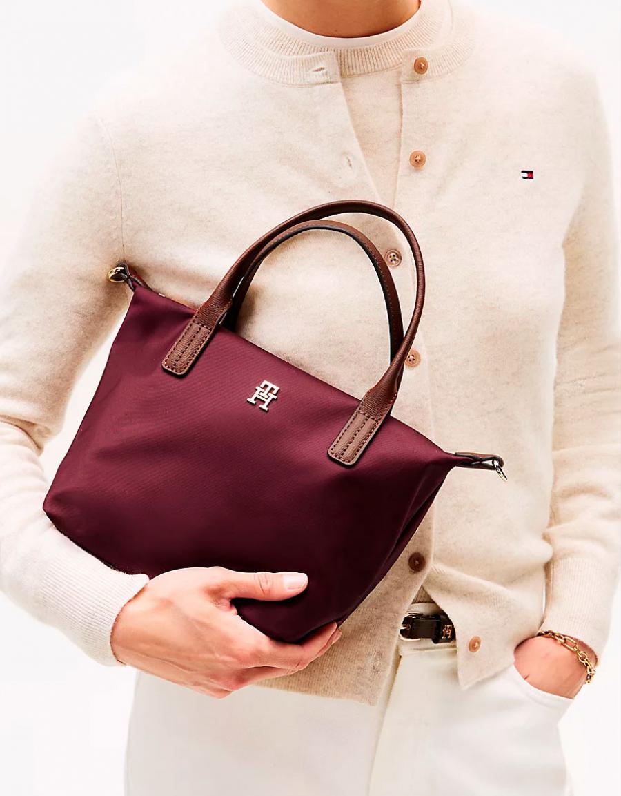 NECESER TOMMY HILFIGER POPETTE MINI TOTE en color Burdeos