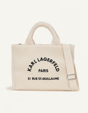 BOLSO KARL LAGERFELD SQUARE TOTE SHEARLING en color Hielo