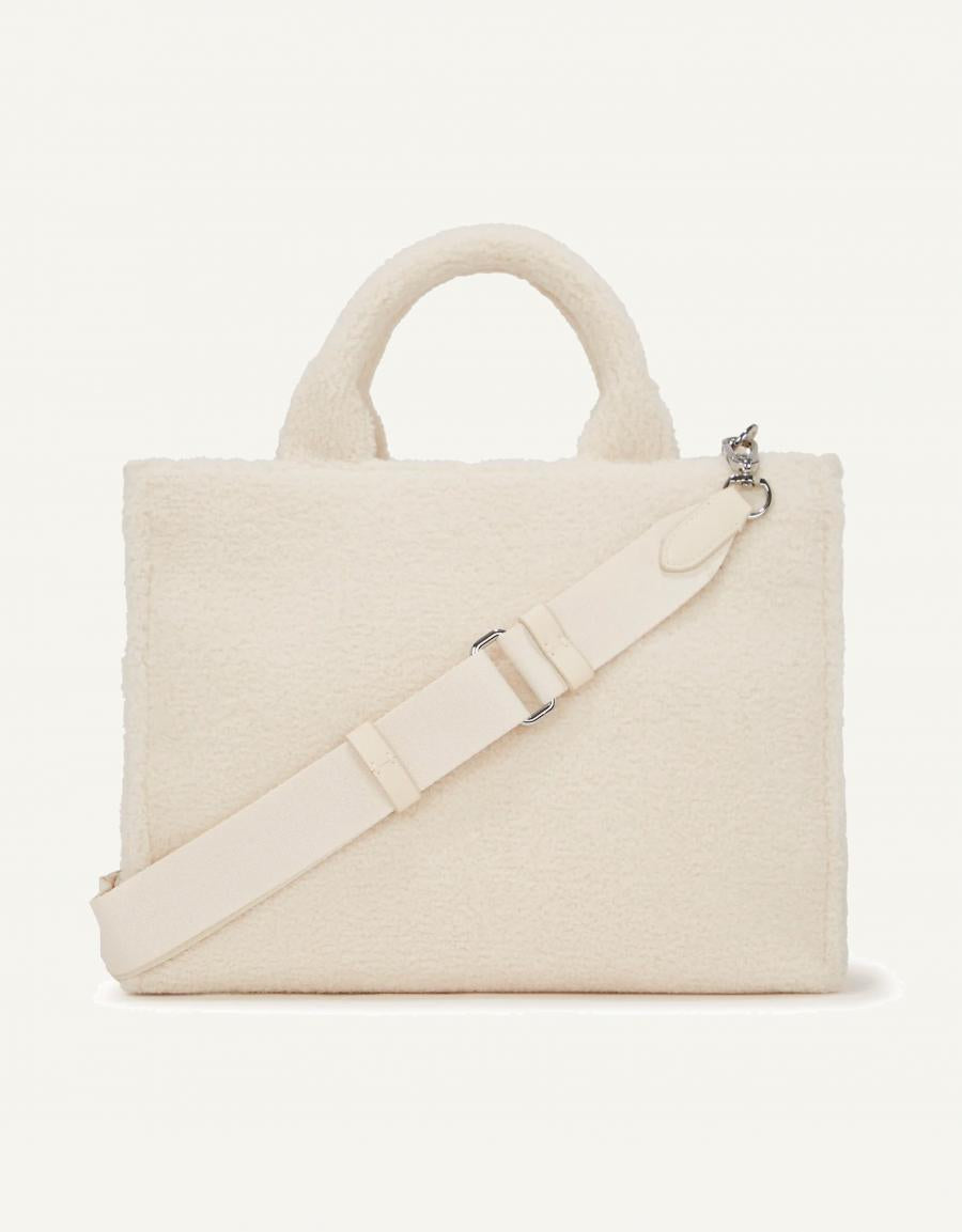 BOLSO KARL LAGERFELD SQUARE TOTE SHEARLING en color Hielo