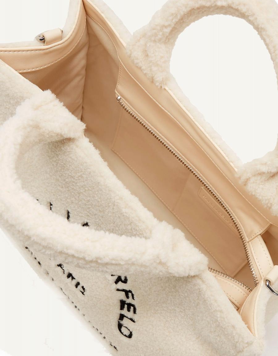 BOLSO KARL LAGERFELD SQUARE TOTE SHEARLING en color Hielo