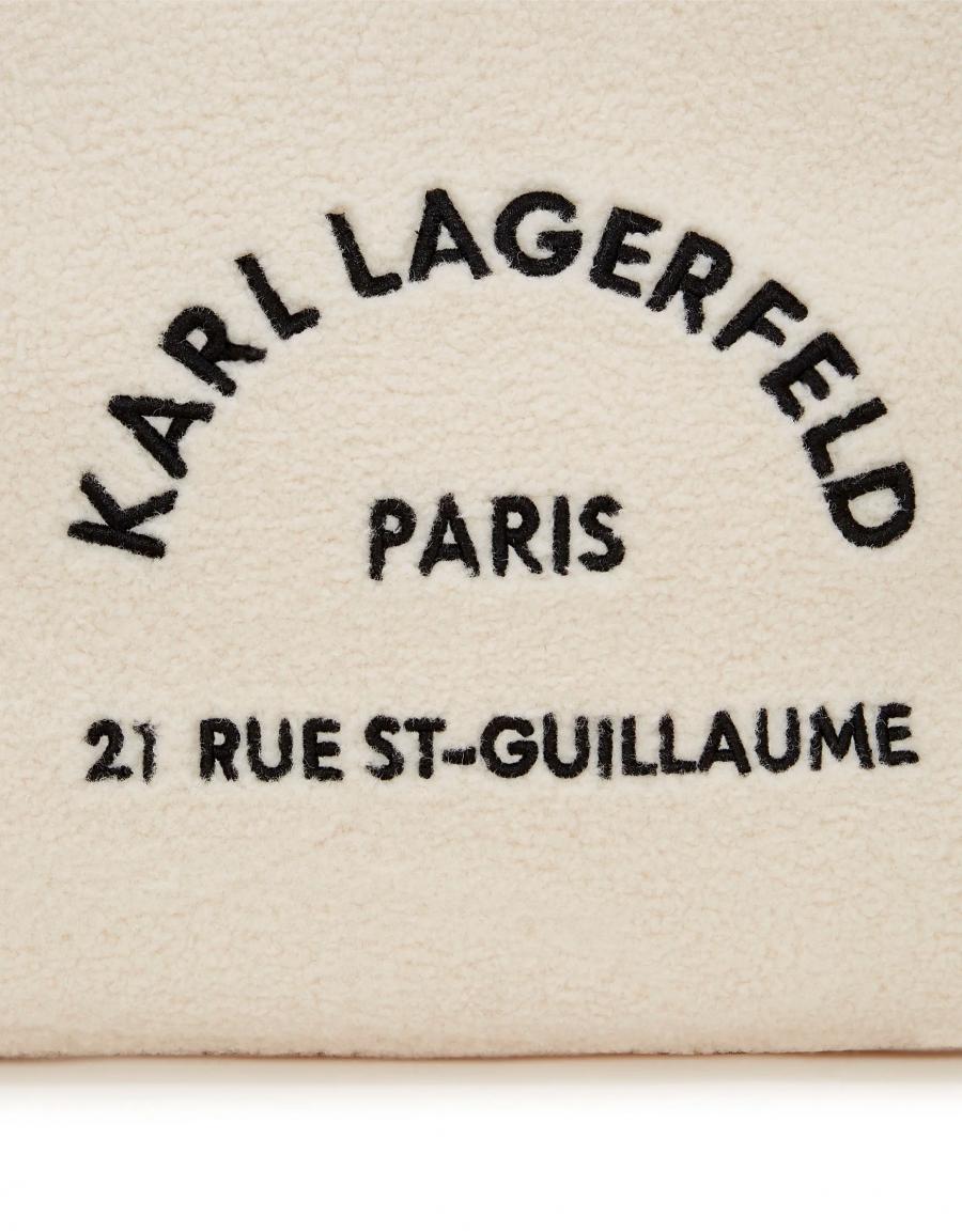 BOLSO KARL LAGERFELD SQUARE TOTE SHEARLING en color Hielo