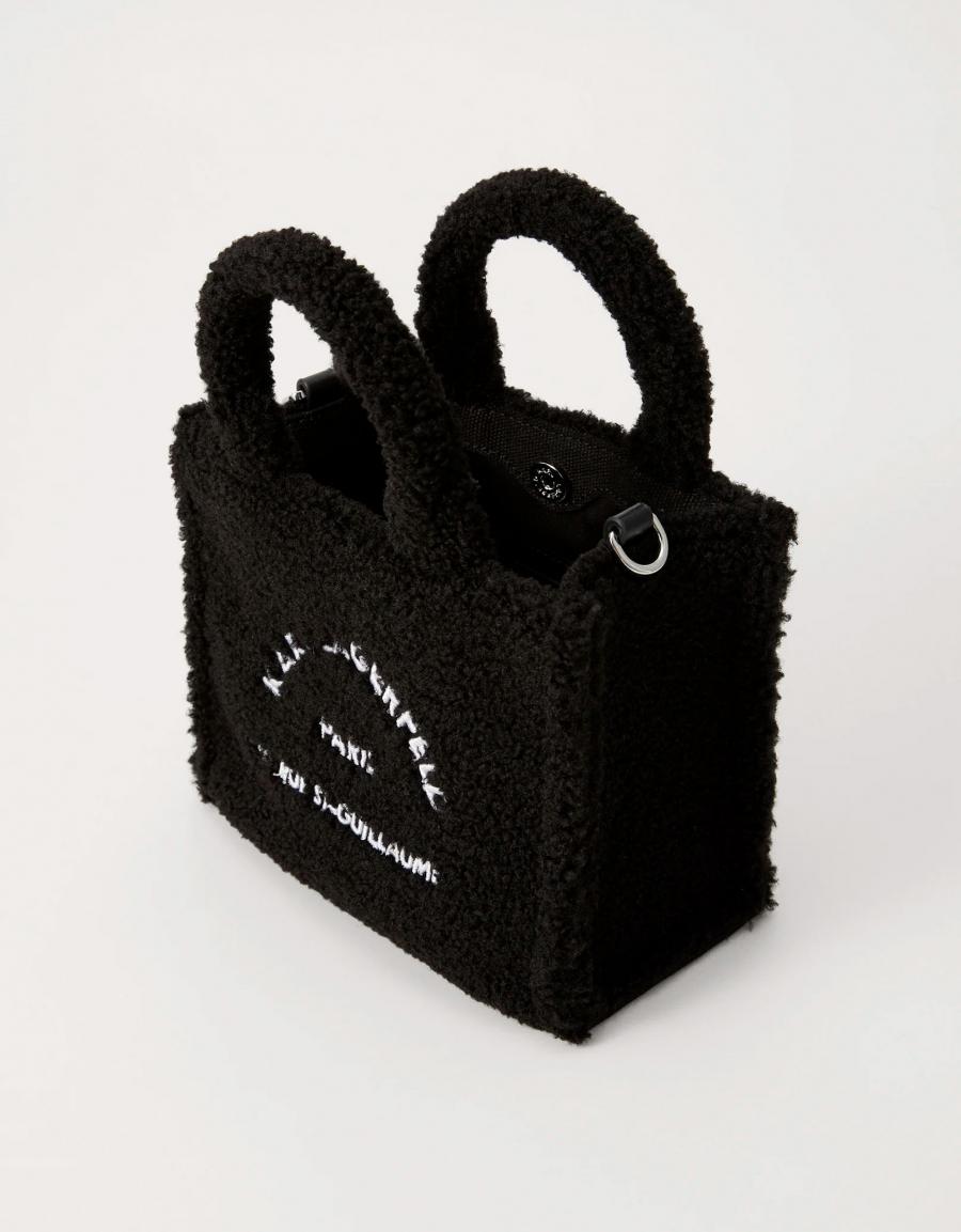 BOLSO KARL LAGERFELD MINI SQUARE TOTE SHEARLING en color Negro