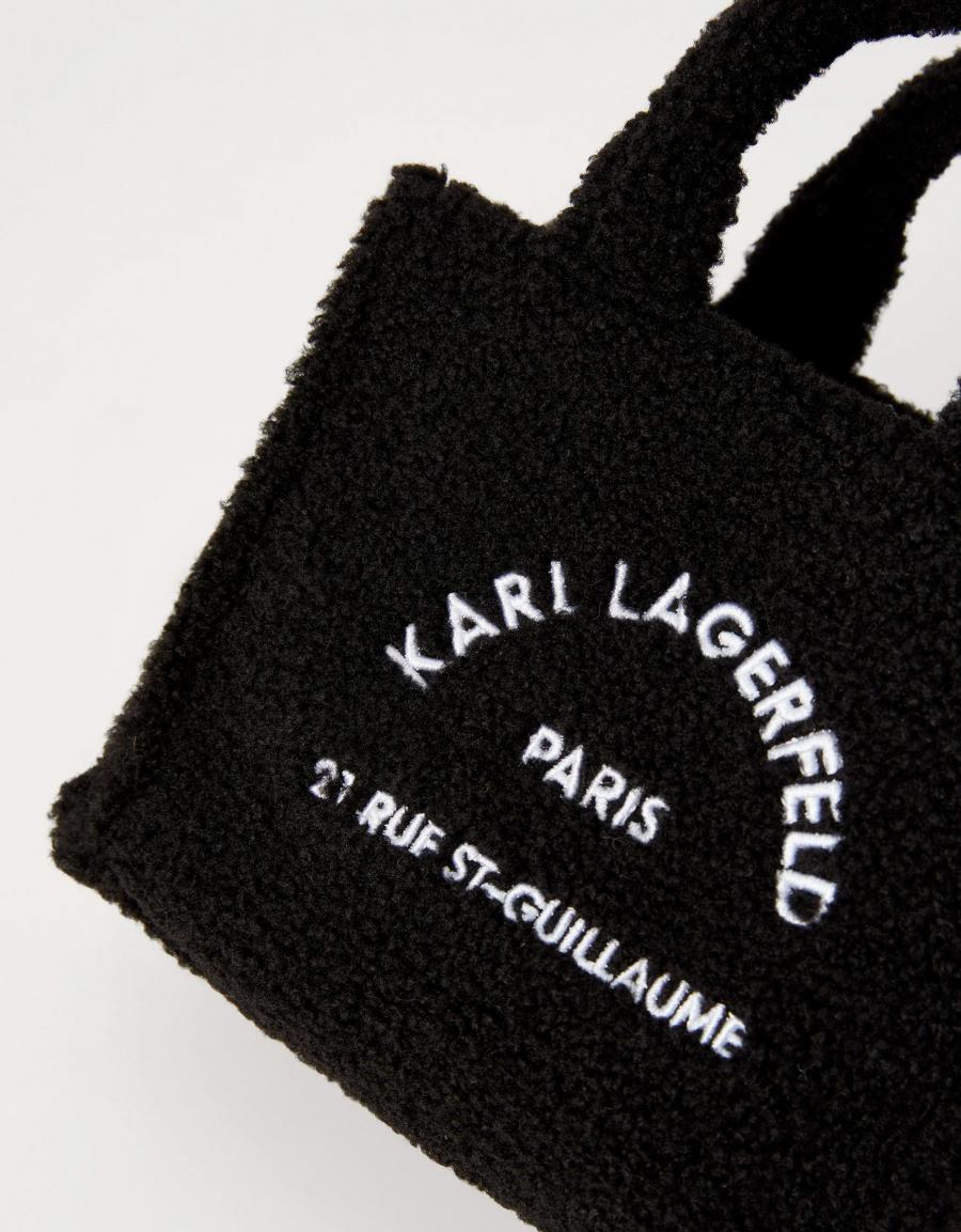 BOLSO KARL LAGERFELD MINI SQUARE TOTE SHEARLING en color Negro