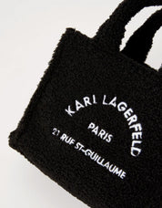 BOLSO KARL LAGERFELD MINI SQUARE TOTE SHEARLING en color Negro