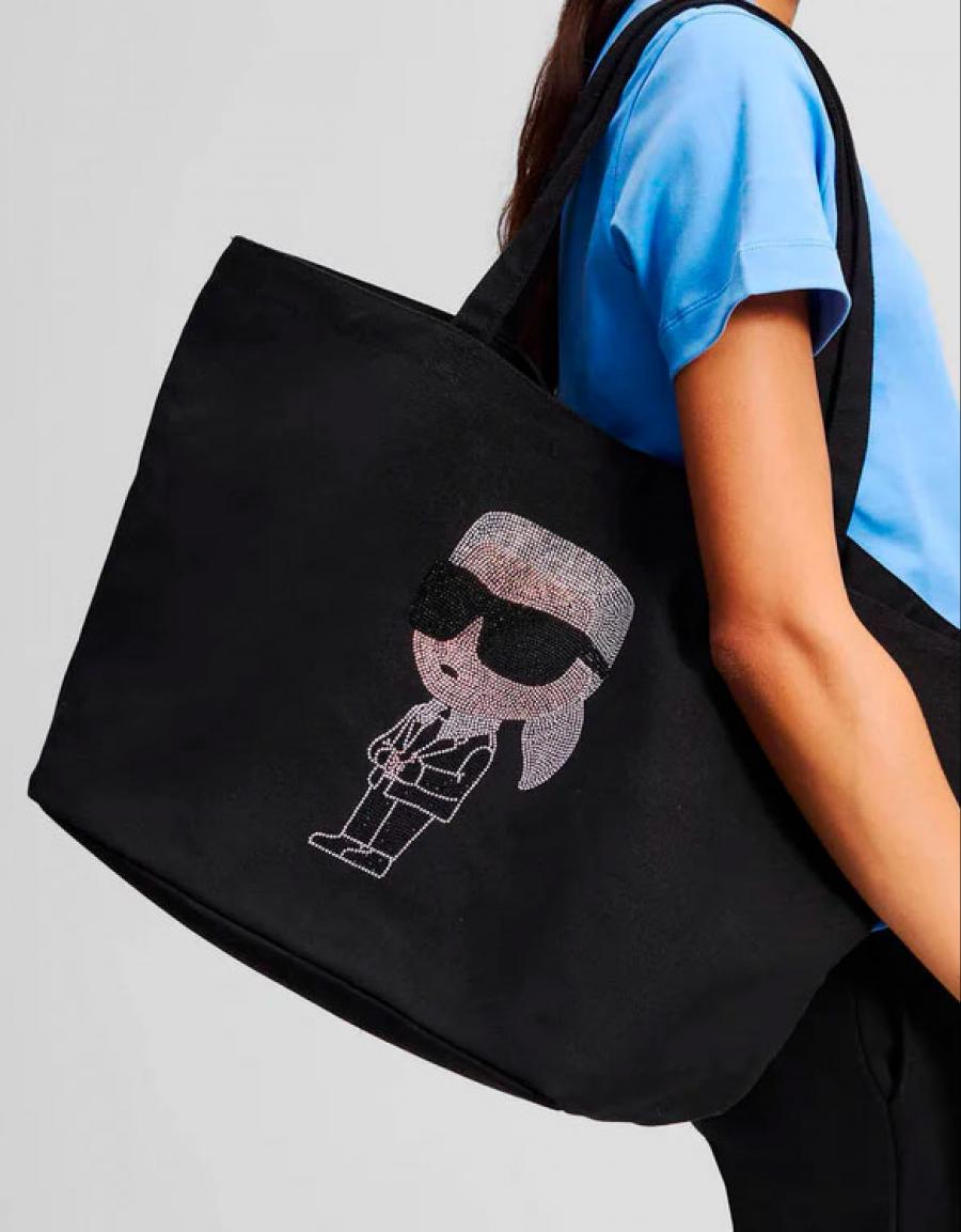 BOLSO KARL LAGERFELD IKON RHINESTONE SHOPPER en color Negro
