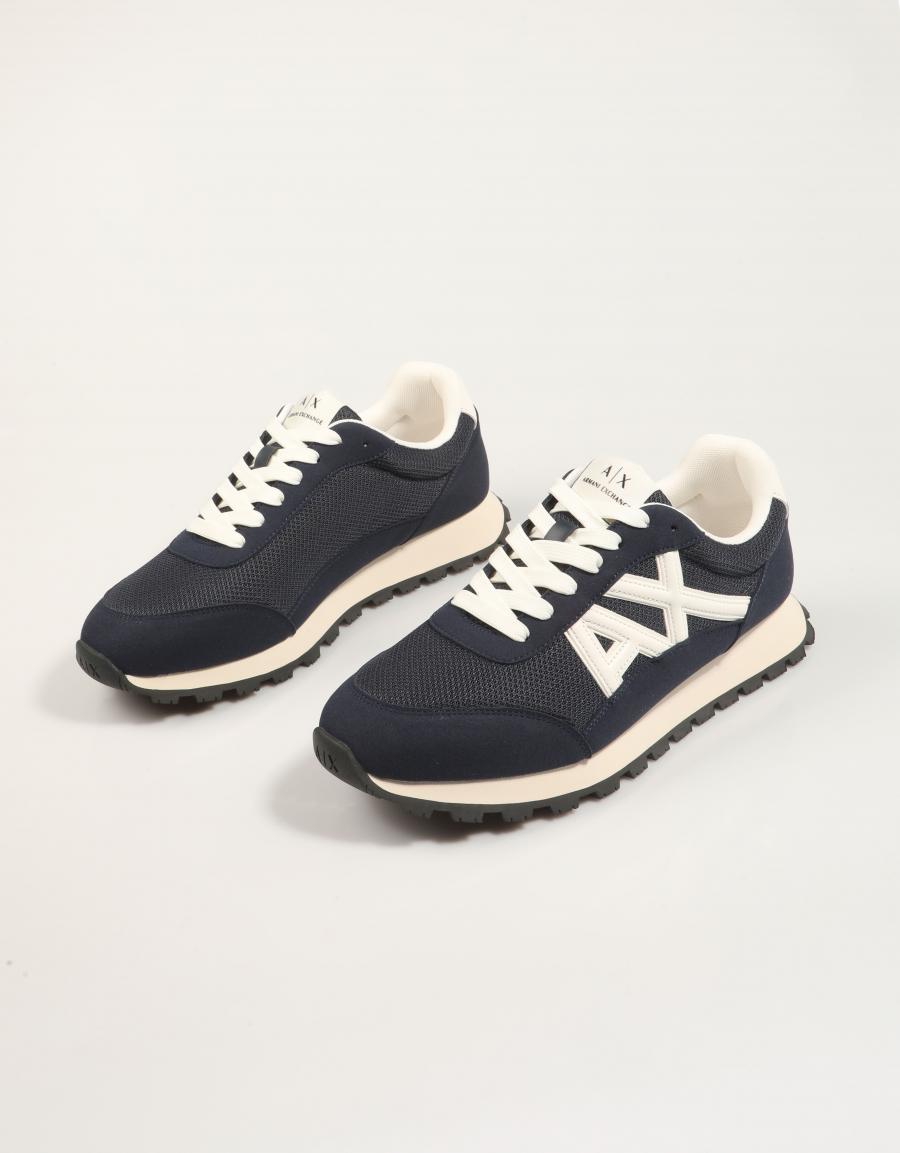 ZAPATILLAS ARMANI EXCHANGE SNEAKER DROP MICROSUEDE MESH en color Azul marino