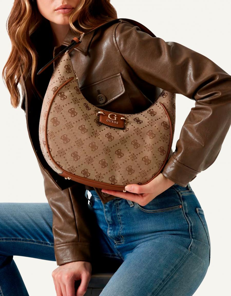 BOLSO GUESS BAGS NEDA 2 COMP en color Cuero