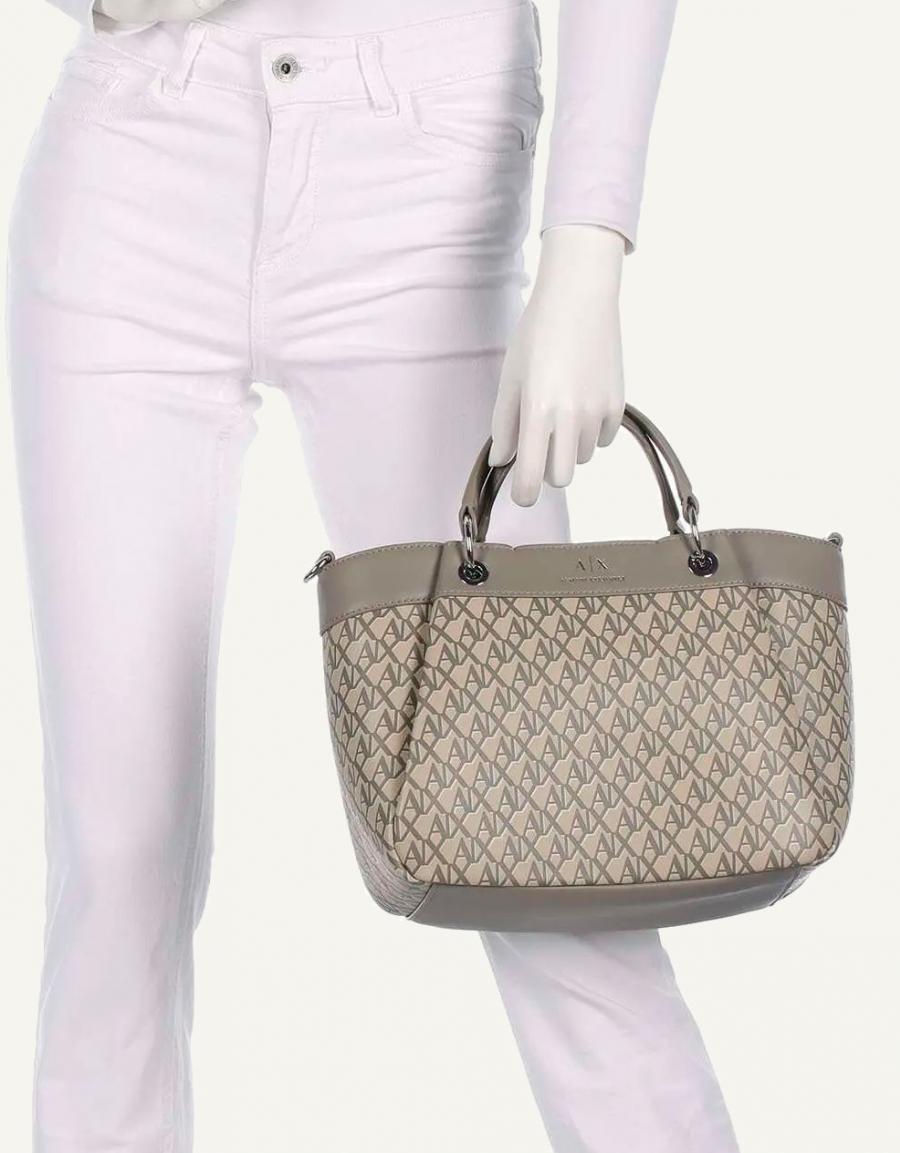 BOLSOS ARMANI BAGS WAVE MONOGRAM SHOPPING XW000393 en color Beige