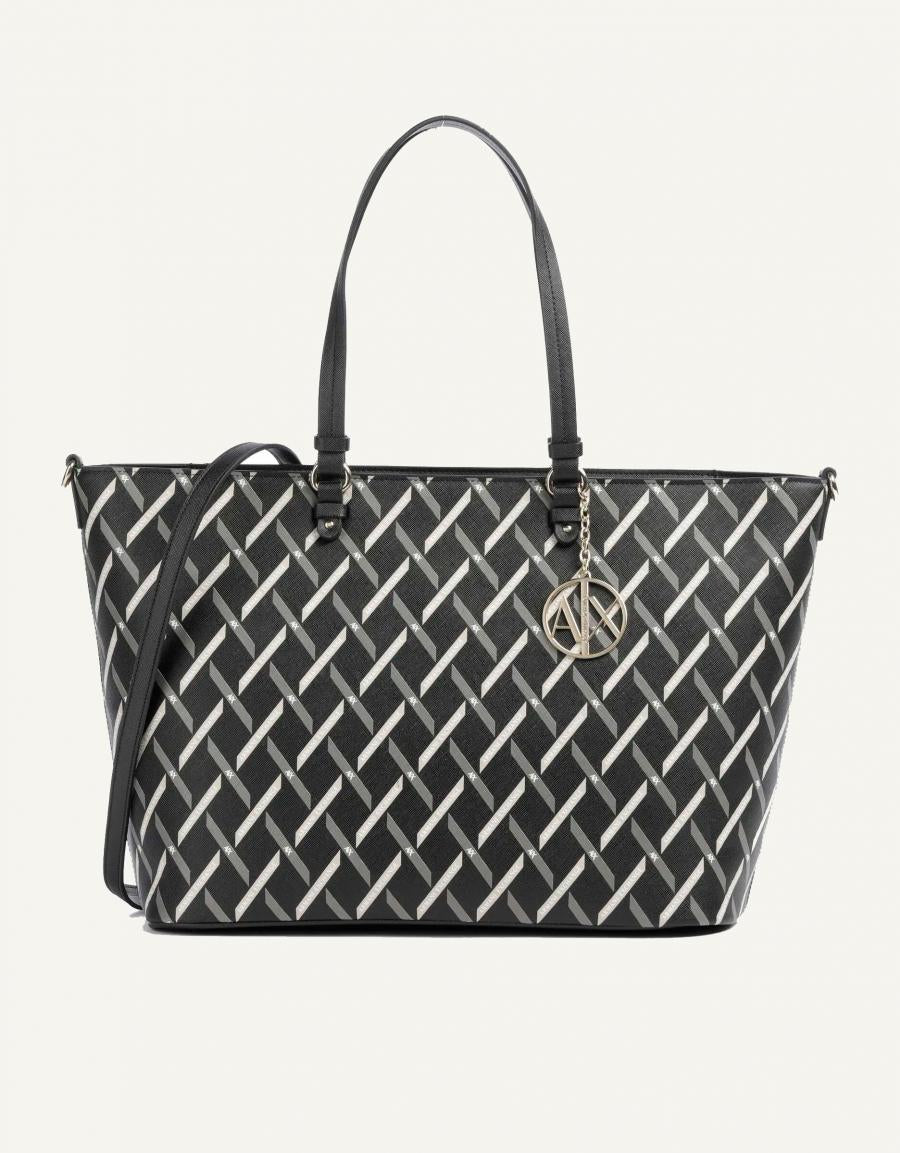 BOLSO ARMANI BAGS GYNGER LOGO SHOPPING M XW000926 en color Negro