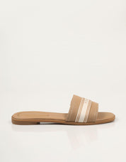 SANDALIAS TOMMY HILFIGER FLAT MULE WEBBING en color Beige
