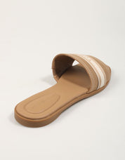 SANDALIAS TOMMY HILFIGER FLAT MULE WEBBING en color Beige
