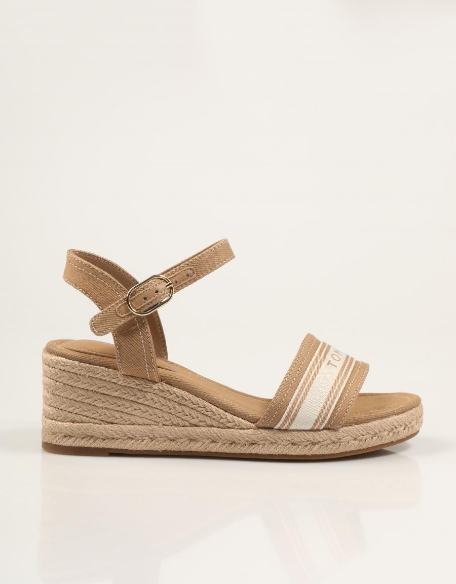SANDALIAS TOMMY HILFIGER MID WEDGE ESPAD WEBBING en color Beige