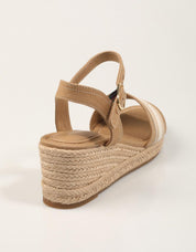 SANDALIAS TOMMY HILFIGER MID WEDGE ESPAD WEBBING en color Beige