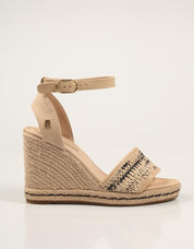 SANDALIAS TOMMY HILFIGER HIGH WEDGE ESPAD RAFFIA en color Beige