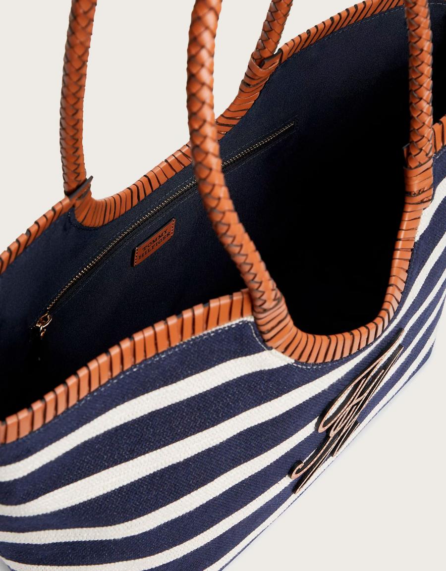 BOLSO TOMMY HILFIGER TH ELEV SUMMER TOTE STRIPE en color Azul marino