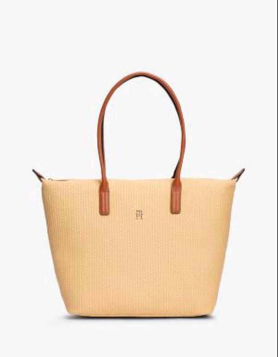 BOLSO TOMMY HILFIGER POPETTE TOTE RAFFIA en color Beige