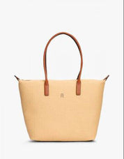 BOLSO TOMMY HILFIGER POPETTE TOTE RAFFIA en color Beige
