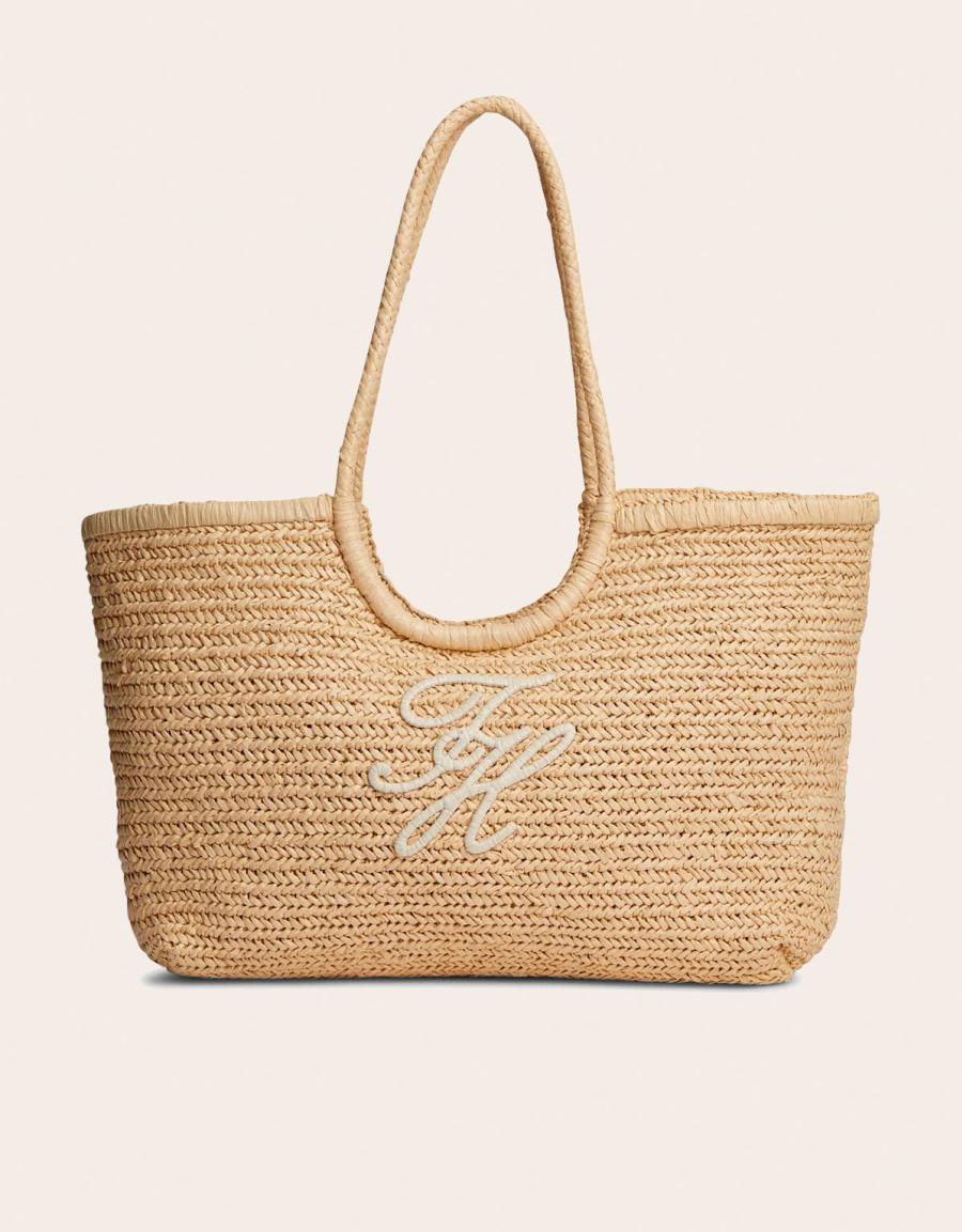 BOLSO TOMMY HILFIGER TH ELEVATED SUMMER TOTE RAFFIA en color Beige