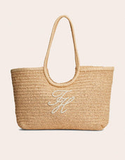 BOLSO TOMMY HILFIGER TH ELEVATED SUMMER TOTE RAFFIA en color Beige
