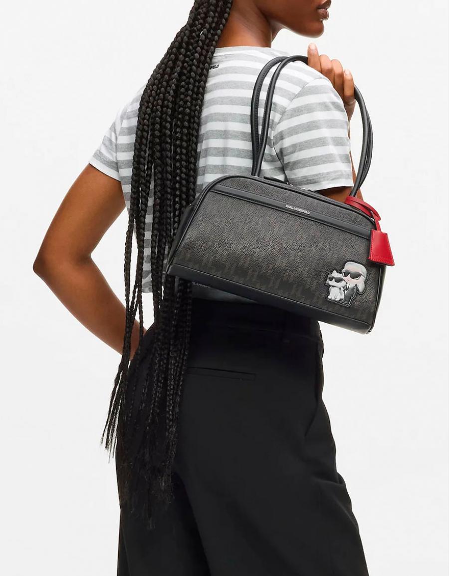BOLSO KARL LAGERFELD IKON MONOGRAM CC BOWLING BAG en color Marron